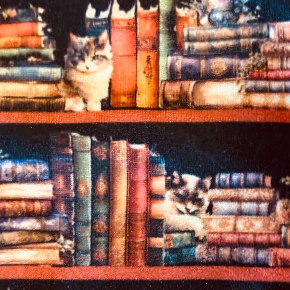 NWT Vintage-Inspired Cat & Book Wrap Dress, size 8 - Picture 8 of 15